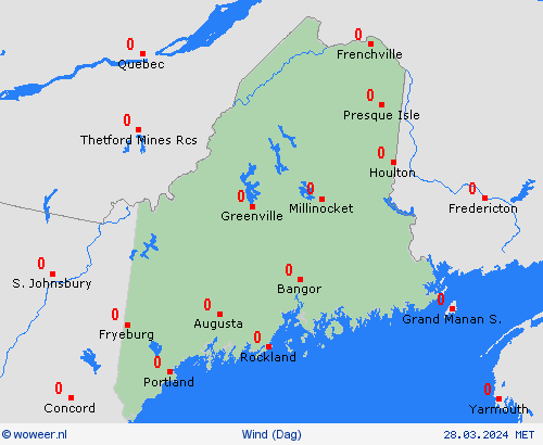wind Maine Noord-Amerika Weerkaarten