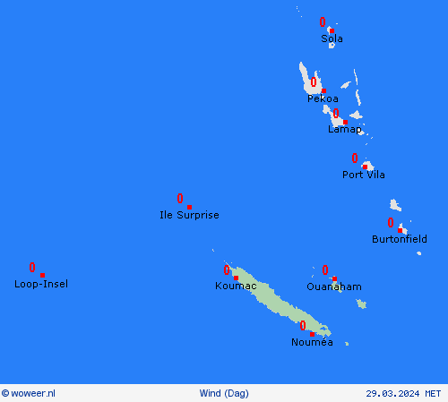 wind Nieuw-Caledonië Oceanië Weerkaarten