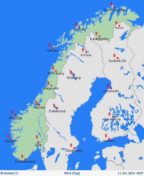 wind Noorwegen Europa Weerkaarten