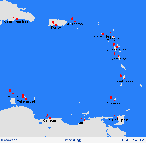 wind Kleine Antillen Centraal-Amerika Weerkaarten