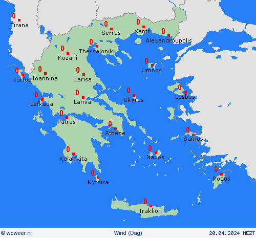 wind Griekenland Europa Weerkaarten
