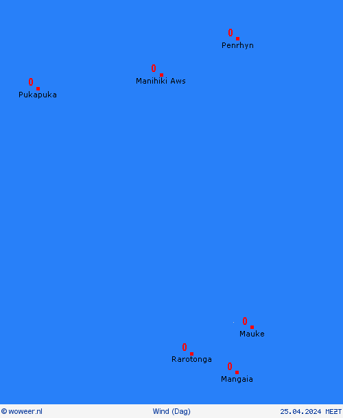 wind Cookeilanden Oceanië Weerkaarten