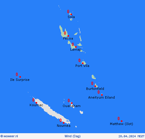 wind Vanuatu Oceanië Weerkaarten