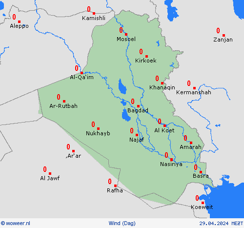 wind Irak Azië Weerkaarten
