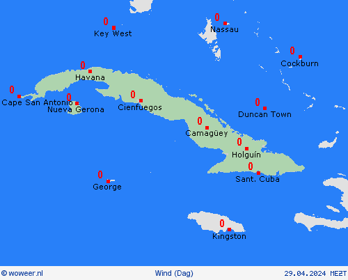 wind Cuba Centraal-Amerika Weerkaarten