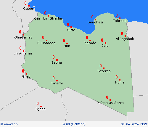 wind Libië Afrika Weerkaarten