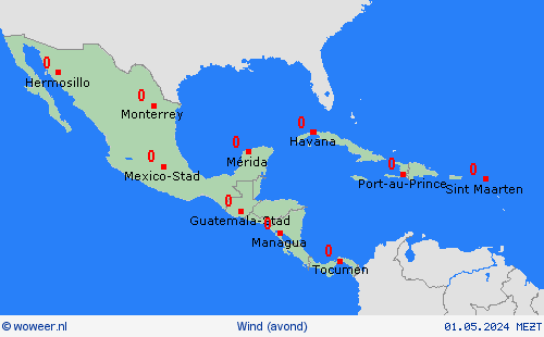 wind  Centraal-Amerika Weerkaarten
