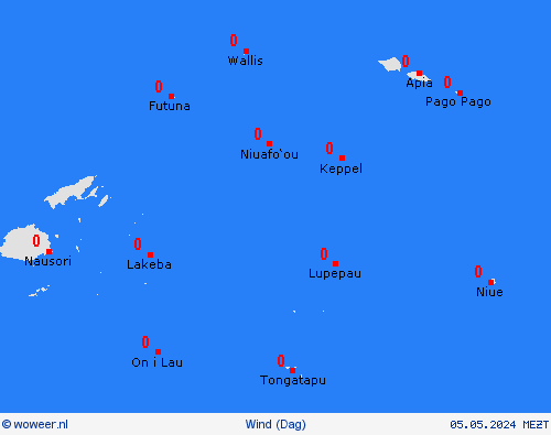 wind Amerikaans-Samoa Oceanië Weerkaarten