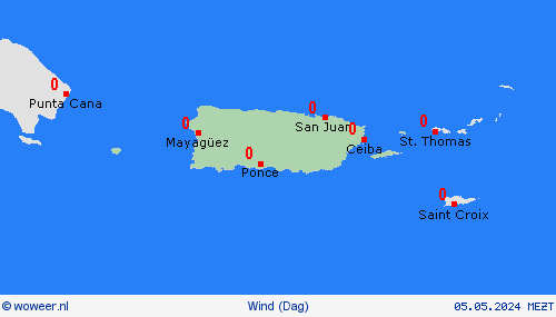 wind Puerto Rico Centraal-Amerika Weerkaarten