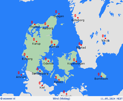 wind Denemarken Europa Weerkaarten