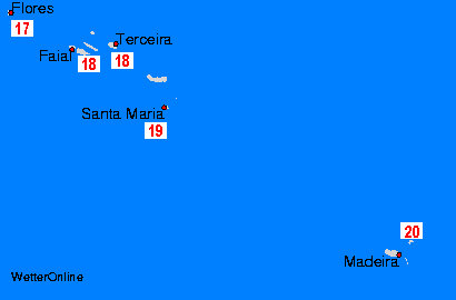 Azoren/Madeira Watertemperatuurkaarten