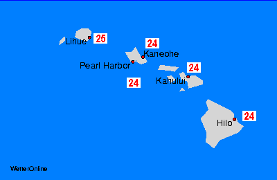 Hawaï Watertemperatuurkaarten