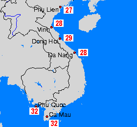 Vietnam Watertemperatuurkaarten