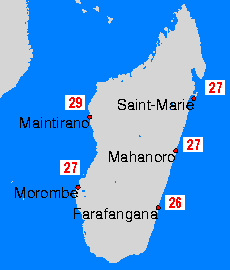 Madagaskar Watertemperatuurkaarten